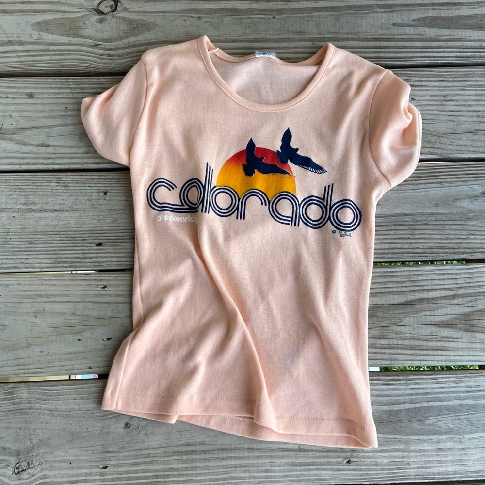 Light Peach Sunset Colorado Graphic Tee